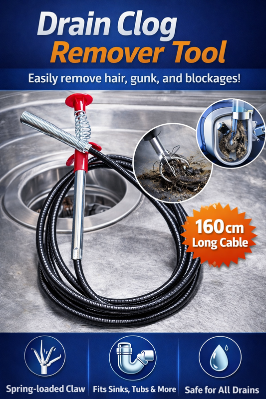 Instant Drain Clog Remover (160cm) – Unblock Sinks in Seconds Without Chemicals