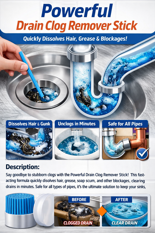 Instant Drain Clog Remover (160cm) – Unblock Sinks in Seconds Without Chemicals